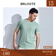 Brloote/巴魯特短袖T恤男夏季時(shí)尚休閑棉撞色拼接圓領(lǐng)體恤衫 淺綠 180/100A