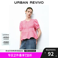 UR七夕夏季新款女裝時尚多巴胺娃娃衫短袖罩衫襯衫UWU240062 淺玫色 XS