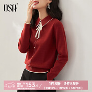 歐莎（OSA）千金小香風(fēng)減齡內搭娃娃領(lǐng)針織衫2025秋新款打底衫毛衣女上衣氣質(zhì) 紅色 L