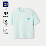 HLA海瀾之家短袖T恤童裝亦心即為純棉短袖男女童夏 淺藍53 110 /56