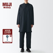 無印良品 MUJI Labo 男女通用 長(zhǎng)絨棉 府綢 長(zhǎng)衫 長(zhǎng)袖休閑百搭襯衫 黑色 S-M