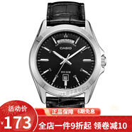 卡西歐(CASIO)男表 簡約男士石英手表 黑盤皮帶MTP-1370L-1A