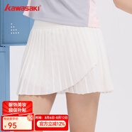 川崎（KAWASAKI）羽毛球裙女羽毛球服運動(dòng)防走光半身裙跑步裙速干網(wǎng)球裙 女款梭織短裙 B2765 白色 M