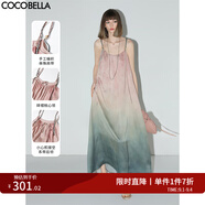 COCOBELLA度假風(fēng)漸變暈染吊帶裙女25夏手工編織肩帶連衣裙FR7057 漸變 S