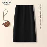 GCRZW輕奢黑色西裝裙半身裙女秋冬季2025新款垂感a字裙中長(cháng)絕美直筒裙 毛呢-黑色-短款 M /27 建議95-105斤