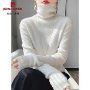 皮爾卡丹（pierre cardin）大堆堆領(lǐng)長(cháng)袖女毛衣2025冬季新款高領(lǐng)內搭加厚毛衫百搭打底衫 白色 S