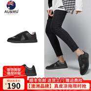AU&MU德訓(xùn)鞋輕便運(yùn)動(dòng)休閑鞋百搭經(jīng)典小白鞋透氣板鞋平底大碼情侶男女鞋 DX020純黑色【男女款】 40
