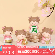 如果（Roogo）古風(fēng)國(guó)潮治愈系小擺件創(chuàng)意裝飾品辦公桌面可愛(ài)仕女送女生生日禮物 小君的打工語(yǔ)錄4個(gè)一套送禮袋