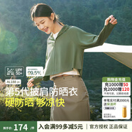 蕉下防曬服女冰薄披肩防曬衣冰絲防曬服超薄外套夏跑步女防紫外線透氣 湖茶綠【黑膠涼款】 L