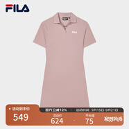 FILA 斐樂(lè )官方女子針織連衣裙時(shí)尚修身POLO領(lǐng)短袖裙子 瓊脂粉-PK M (165) 84A
