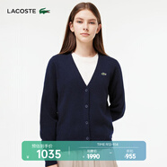 LACOSTE法國(guó)鱷魚女裝時(shí)尚舒適V領(lǐng)開衫毛衣長(zhǎng)袖針織衫女|AF9545 166/藏青色 XS 34