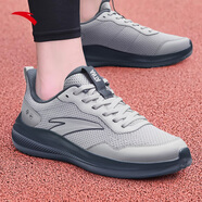 安踏運動(dòng)鞋男鞋子男士秋冬季款皮網(wǎng)面拼接軟底輕便減震跑步訓練徒步鞋 【網(wǎng)革拼接】芯片灰/煙煤灰-2 45