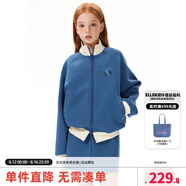 ELLE KIDS童裝 繡花拉鏈衛(wèi)衣半身裙套裝女童都市運動休閑春裝衛(wèi)衣/半裙可選 湖藍色上衣 130
