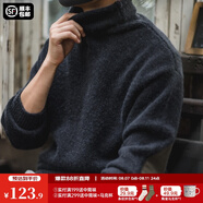 馬登工裝 美式復(fù)古純色保暖高領(lǐng)針織衫馬海毛毛衣秋季個(gè)性打底衫男 黑色 XL