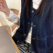 紫昕月韓版牛仔馬甲女短款春秋冬秋夏季新款無袖背心百搭寬松牛仔小外套 圖片色 M