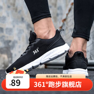 361度男鞋運(yùn)動(dòng)鞋透氣網(wǎng)面慢跑鞋運(yùn)動(dòng)鞋跑步鞋子輕便軟底舒適男子休閑鞋 烏黑色/361度白 44
