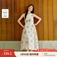 茵曼植物碎花女裝無(wú)袖連衣裙浪漫度假風(fēng)寬松2025夏季新品花苞長(cháng)裙子 杏色 S