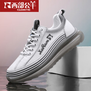 西部公羊頭層牛皮2025新款氣墊爆米花運動(dòng)休閑鞋真皮透氣增高皮鞋 白色 單層 網(wǎng)面+頭層牛皮 41 (255mm)