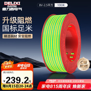 德力西（DELIXI）電線電纜ZC-BV2.5平方阻燃單芯單股家用銅芯電線100米黃綠地線 