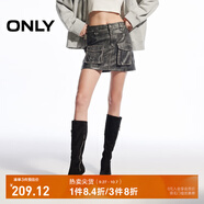 ONLY秋季時尚酷感做舊高腰PU超短裙半身裙女|12446S004 H1Z 黑色 M (165) 68A