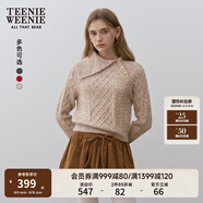 Teenie Weenie小熊女裝時尚簡約毛衣冬季不對稱翻領(lǐng)金扣斜開襟上衣 卡其色 XS 155