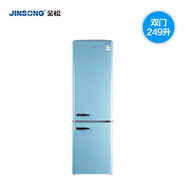 金松（JINSONG）BCD-249R覆古冰箱雙門式家用大型冷藏冷凍彩色網(wǎng)紅冰箱辦公室 英倫綠