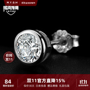 銘揚飾海 925銀男士耳釘潮流個性男款耳飾黑色圓形寶石單只耳環(huán) 白鋯石耳釘單只