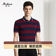 ARTAO/雅濤男裝夏季短袖T恤男純棉條紋商務(wù)翻領(lǐng)T恤 紫色 48/M