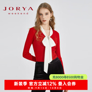 卓雅周末（JORYA weekend）安妮公主系列|23春季新款蝴蝶結(jié)珠飾修身長(zhǎng)袖羊毛針織衫EJWCCM16 紅色-預(yù)售7天 S-預(yù)售7天