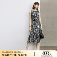顏域設(shè)計感時尚連衣裙女2024新款秋季裙子氣質(zhì)連身裙中長款背心裙 黑白花 2XL