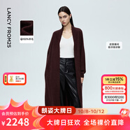 朗姿純羊毛長(zhǎng)款寬松針織開衫氣質(zhì)通勤時(shí)尚百搭毛衣2025年冬季新款 深棕色 L