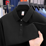 皮爾卡丹（pierre cardin）2025年秋季男士長袖t恤翻領(lǐng)純色POLO衫寬松休閑大碼打底衫 2606黑色 M 建議100-120斤