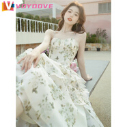 VOYDOVE法式純欲風(fēng)夏季碎花吊帶連衣裙2025新款女春秋小清新針織衫兩件套 單件吊帶裙 L