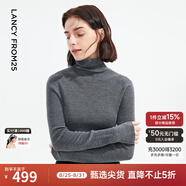 朗姿【秀款 明星同款】純羊毛無(wú)縫針織衫上衣內搭打底衫曠野美拉德女 深灰色 XL