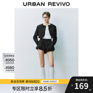 UR2025秋季新款女裝法式復(fù)古娃娃領(lǐng)短款寬松外套UYU150011 黑色 (偏短) M