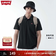 Levi's李維斯情侶同款美式復(fù)古潮流休閑商務(wù)寬松翻領(lǐng)短袖polo衫 黑色0005 S