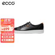 愛步（ECCO）休閑鞋男士板鞋平底耐磨皮鞋低幫男鞋 柔酷7號43000401001 黑色 42