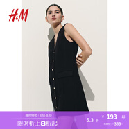 H&M女裝連衣裙2025年秋季新款正面系扣連身裙1283341 黑色 S 160/88