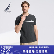 諾帝卡（NAUTICA）【商場(chǎng)同款】男裝夏季款純棉休閑親膚短袖圓領(lǐng)T恤男TO3207 深灰00E M