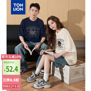 唐獅（TonLion）2025夏情侶T恤寬松印花圓領(lǐng)短袖T恤