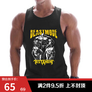 GEKM肌肉健身兄弟夏季潮牌漫畫運(yùn)動休閑背心 男士跑步訓(xùn)練透氣大碼無袖T恤 黑色雙犬 L【建議120-140斤】