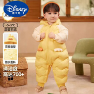 迪士尼嬰兒連體羽絨服男童女童爬服2025新款秋冬季加厚保暖洋氣 黃色-萌趣小雞 80 cm 充絨量81克