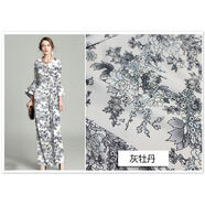 語(yǔ)森憶人造棉布頭印花棉綢布料夏季連衣裙服裝面料高支棉香云緞布 灰牡丹1米