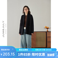 嘉茱莉2024秋新款中長(zhǎng)款針織外套女小個(gè)子寬松針織上衣V領(lǐng)毛衣開(kāi)衫顯瘦 雅黑-短款 F