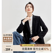 尚都比拉職業(yè)通勤西裝女春秋高級感面試正裝外套氣質小西服 黑色 XL