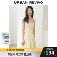 UR秋季新款女裝時(shí)尚法式氣質(zhì)優(yōu)雅無袖連衣裙UWG740168 淺黃色1 M