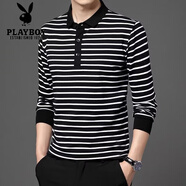 花花公子春秋2025年新款長(cháng)袖POLO衫男翻領(lǐng)T恤男士韓版潮流打底衫秋衣件內 現貨(升級)C009-黑 4XL 建議155-170斤左右
