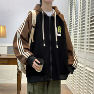 美特斯邦威（Meters Bonwe）春秋款外套男孩14初高中學(xué)生15帥氣棒球服夾克16歲青少年大童男裝 JK010黑色(春秋款)連帽 品質(zhì)保證 XL 120-140斤左右