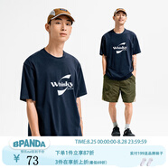 熊貓·本（ben.panda）25SS防曬速干T恤寬松印花上衣240G圓領(lǐng)運動(dòng)透氣情侶短袖 藏青色 L