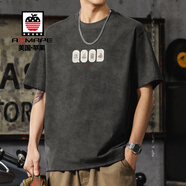 AEMAPE美國(guó)蘋果重磅長(zhǎng)袖衛(wèi)衣男秋冬季加絨圓領(lǐng)上衣男云染百搭休閑打底衫 803深灰T恤 XS 碼 90-100斤